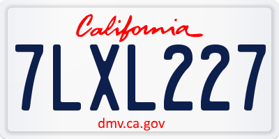 CA license plate 7LXL227