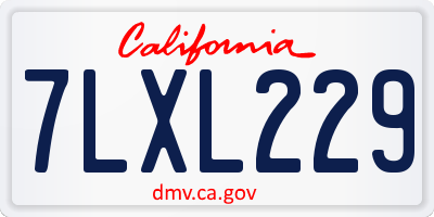 CA license plate 7LXL229