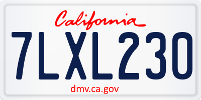 CA license plate 7LXL230