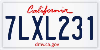 CA license plate 7LXL231