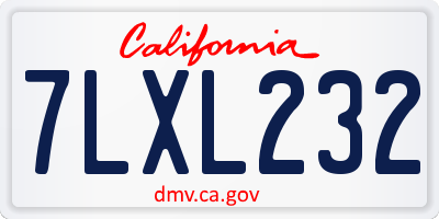CA license plate 7LXL232
