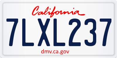 CA license plate 7LXL237