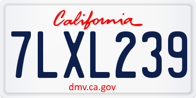 CA license plate 7LXL239