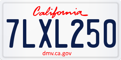 CA license plate 7LXL250
