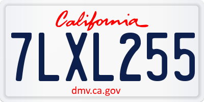 CA license plate 7LXL255