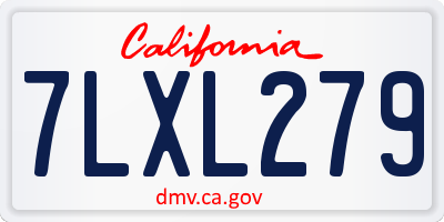 CA license plate 7LXL279