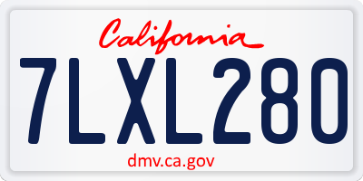 CA license plate 7LXL280