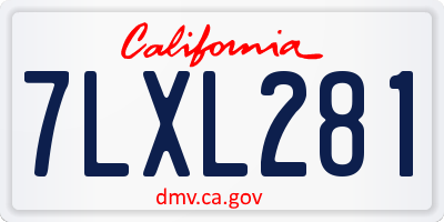 CA license plate 7LXL281