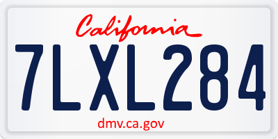 CA license plate 7LXL284