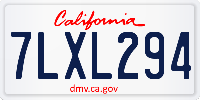 CA license plate 7LXL294