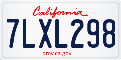 CA license plate 7LXL298