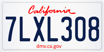 CA license plate 7LXL308