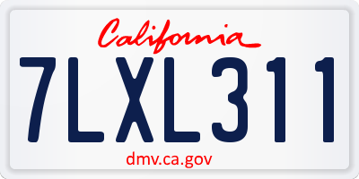 CA license plate 7LXL311
