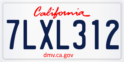 CA license plate 7LXL312