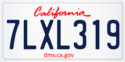 CA license plate 7LXL319