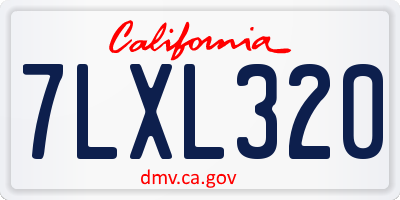 CA license plate 7LXL320