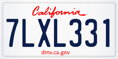 CA license plate 7LXL331