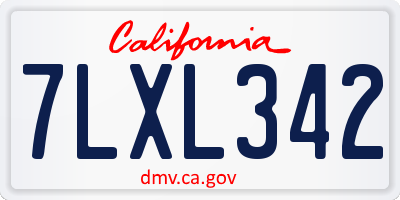 CA license plate 7LXL342