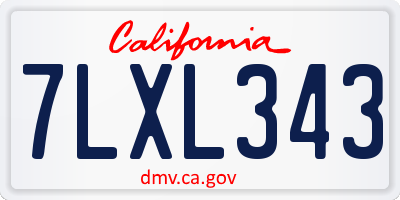 CA license plate 7LXL343