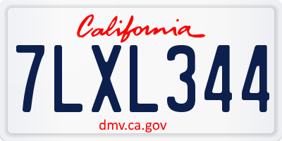 CA license plate 7LXL344