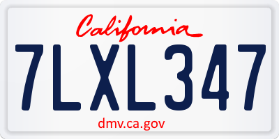 CA license plate 7LXL347
