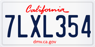 CA license plate 7LXL354