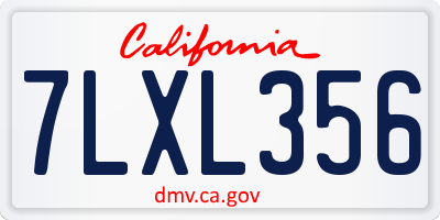 CA license plate 7LXL356