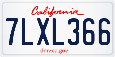 CA license plate 7LXL366