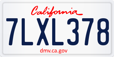 CA license plate 7LXL378