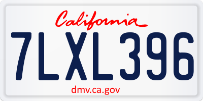 CA license plate 7LXL396