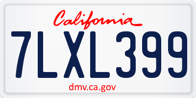 CA license plate 7LXL399
