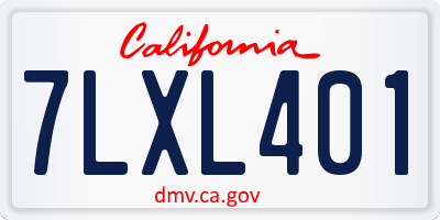 CA license plate 7LXL401