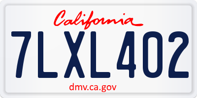 CA license plate 7LXL402