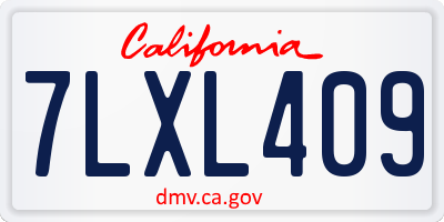 CA license plate 7LXL409