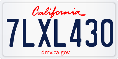 CA license plate 7LXL430