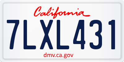CA license plate 7LXL431