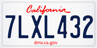 CA license plate 7LXL432