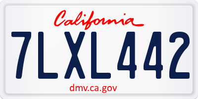 CA license plate 7LXL442