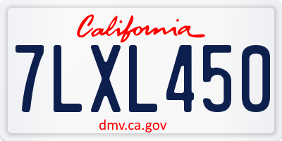CA license plate 7LXL450