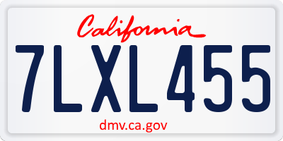 CA license plate 7LXL455