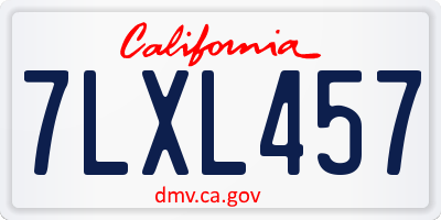 CA license plate 7LXL457