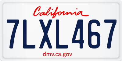 CA license plate 7LXL467