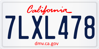 CA license plate 7LXL478