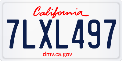 CA license plate 7LXL497