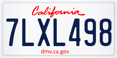 CA license plate 7LXL498