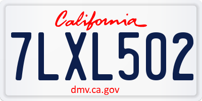 CA license plate 7LXL502