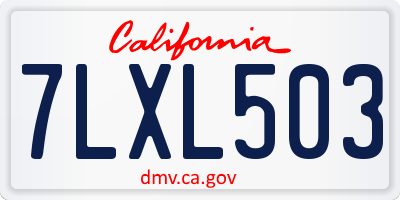 CA license plate 7LXL503