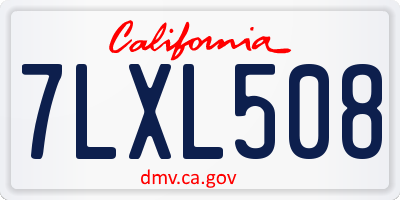 CA license plate 7LXL508
