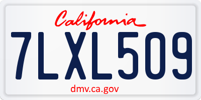 CA license plate 7LXL509