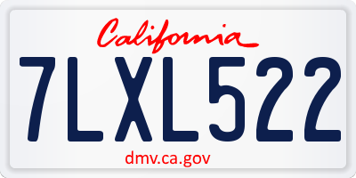 CA license plate 7LXL522